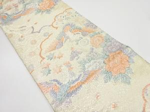 佐賀錦　雲取りに鳳凰・草花模様織り出し　袋帯